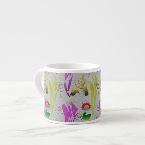 Abstract Floral with Spirals 2 Espresso Cup