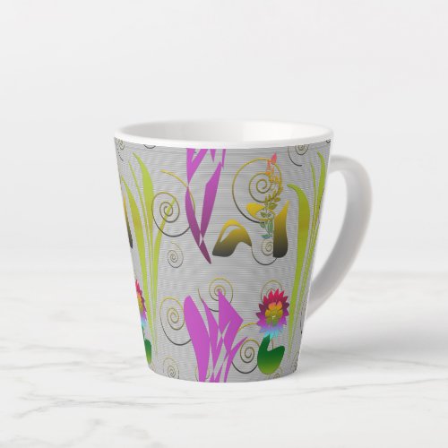 Abstract Floral with Spirals 2 Latte Mug