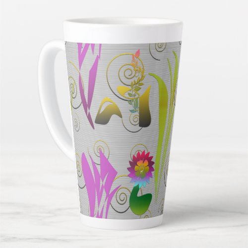 Abstract Floral with Spirals 2 Latte Mug