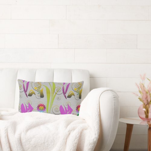 Abstract Floral with Spirals 2 Lumbar Pillow