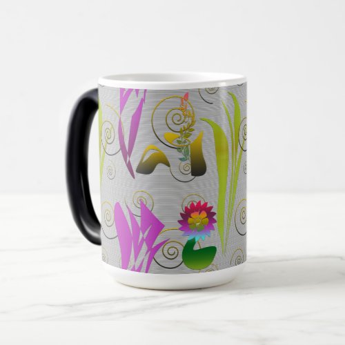 Abstract Floral with Spirals 2 Magic Mug