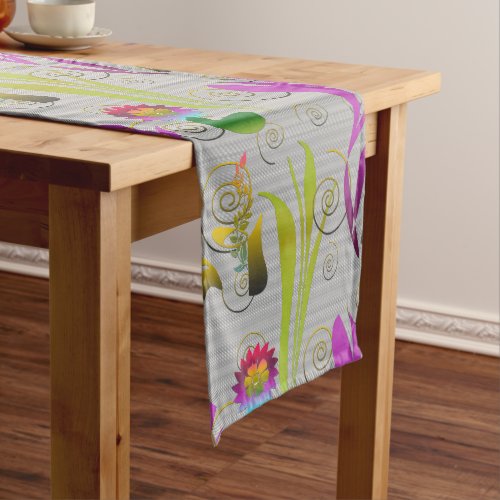 Abstract Floral with Spirals 2 Medium Table Runner