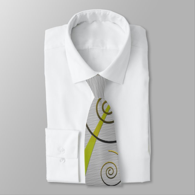 Abstract Floral with Spirals 2 Neck Tie (Tied)