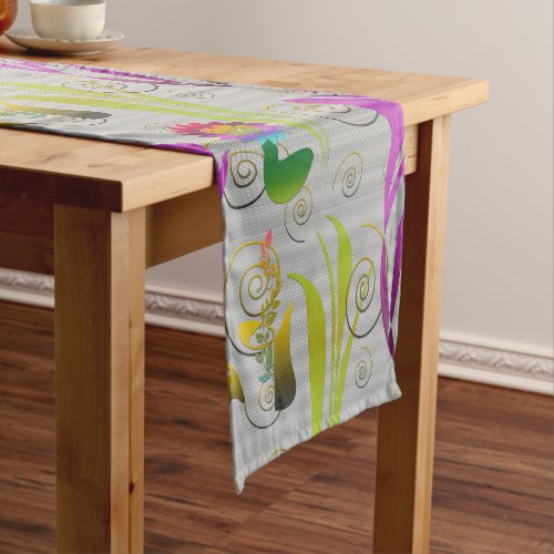 Abstract Floral with Spirals 2 Short Table Runner