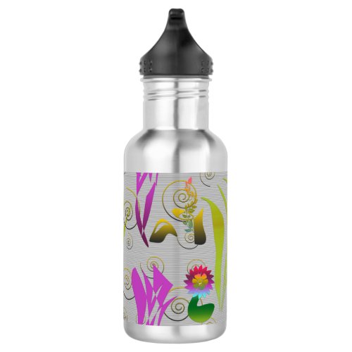 Abstract Floral with Spirals 2 Stainless Steel Water Bottle