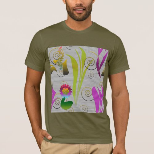 Abstract Floral with Spirals 2 T_Shirt