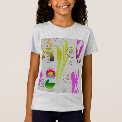 Abstract Floral with Spirals 2 T_Shirt