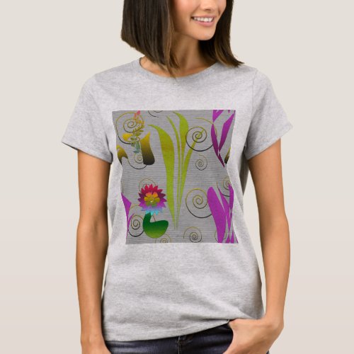 Abstract Floral with Spirals 2 T_Shirt