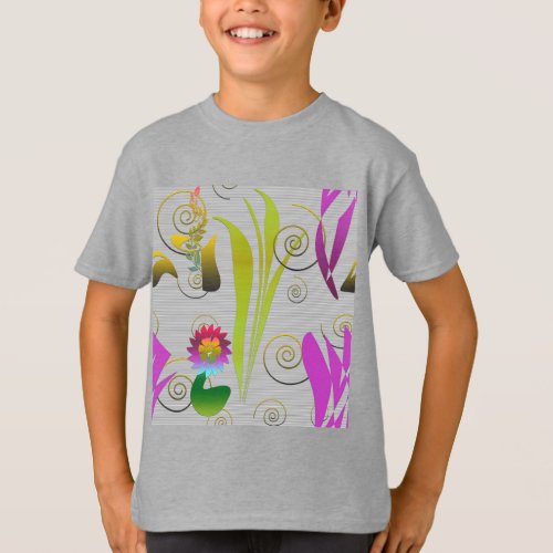 Abstract Floral with Spirals 2 T_Shirt