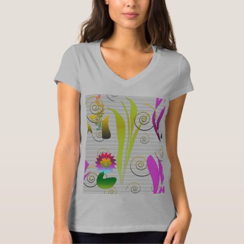 Abstract Floral with Spirals 2 T_Shirt