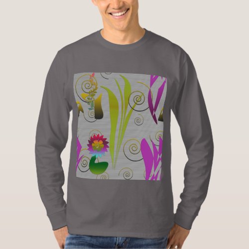 Abstract Floral with Spirals 2 T_Shirt