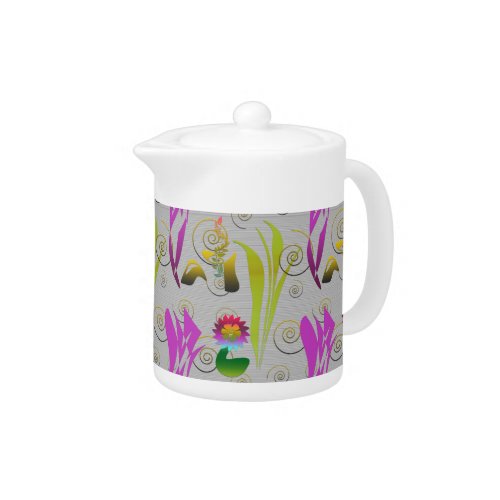 Abstract Floral with Spirals 2 Teapot