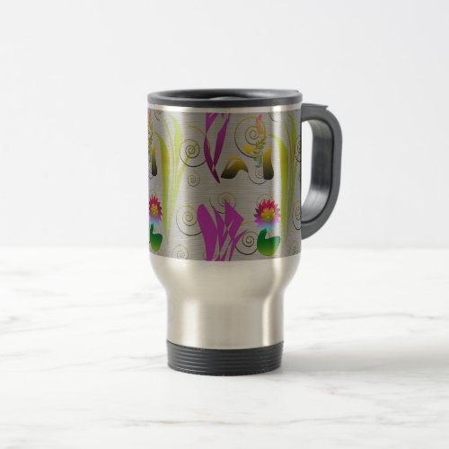 Abstract Floral with Spirals 2 Travel Mug