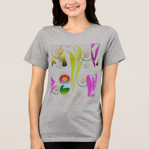 Abstract Floral with Spirals 2 Tri_Blend Shirt