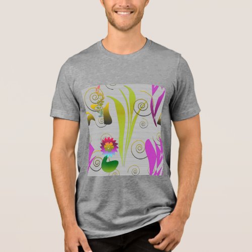 Abstract Floral with Spirals 2 Tri_Blend Shirt