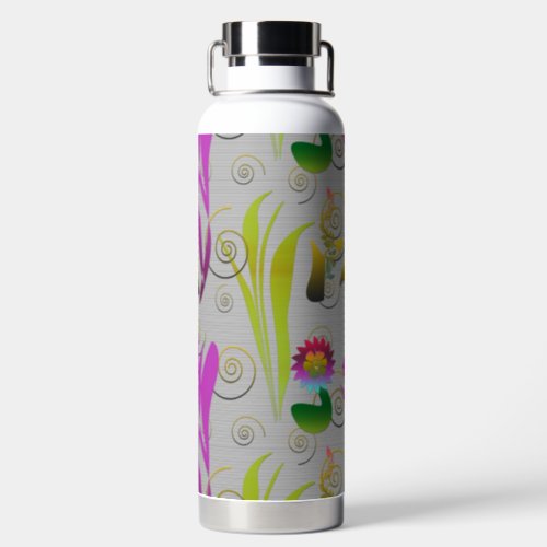 Abstract Floral with Spirals 2 Water Bottle