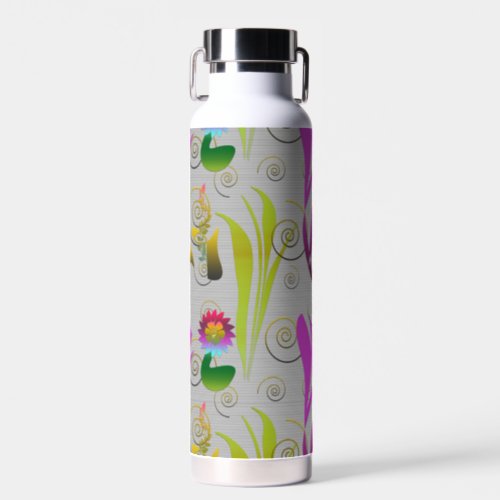 Abstract Floral with Spirals 2 Water Bottle