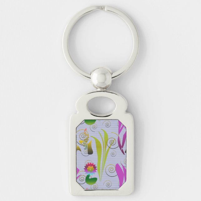 Abstract Floral with Spirals 3 Keychain (Front)