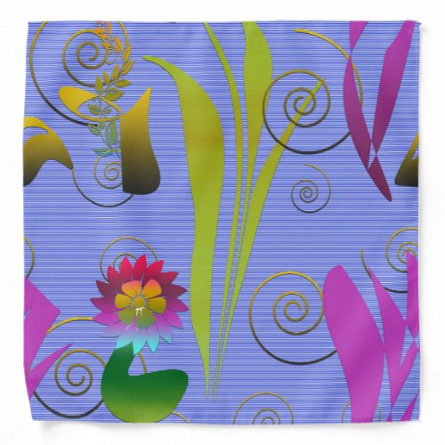 Abstract Floral with Spirals 5 Bandana