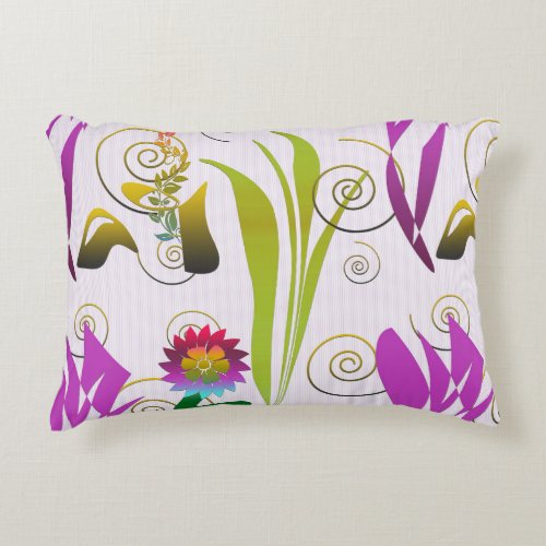 Abstract Floral with Spirals 6 Accent Pillow