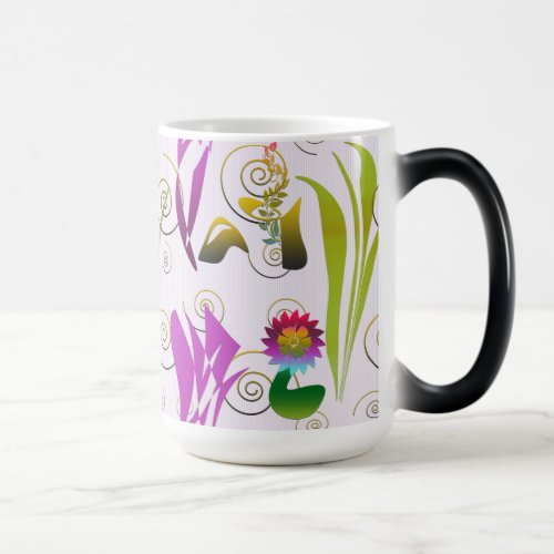 Abstract Floral with Spirals 6 Magic Mug