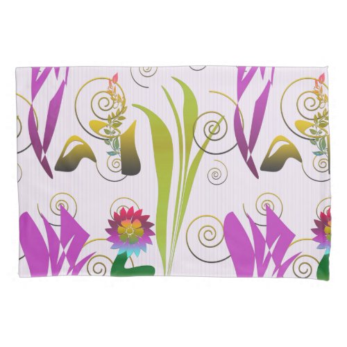 Abstract Floral with Spirals 6 Pillow Case