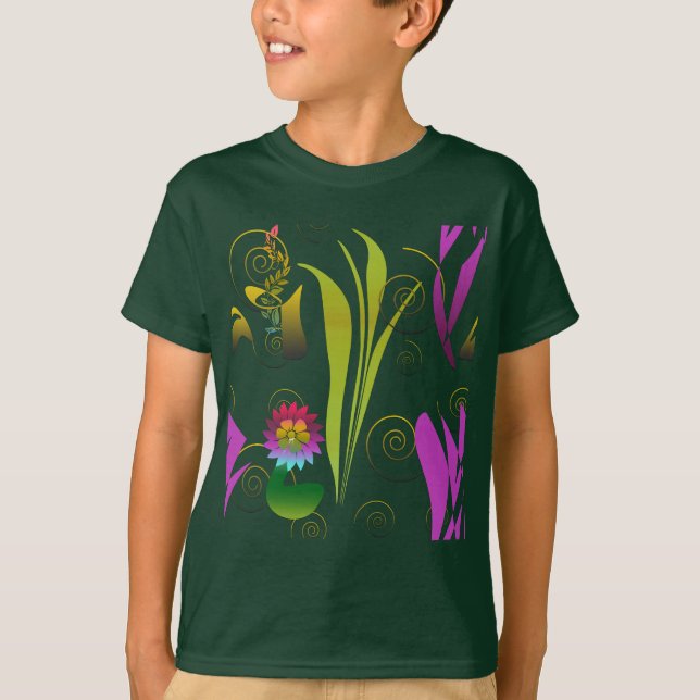 Abstract Floral with Spirals T-Shirt (Front)