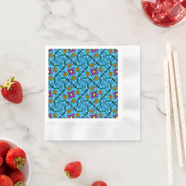 Abstract Floral Wrapping Paper Napkins (Insitu)
