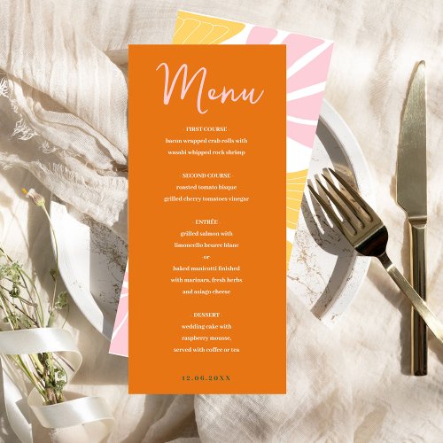 Abstract floral yellow  orange pink mix and match menu