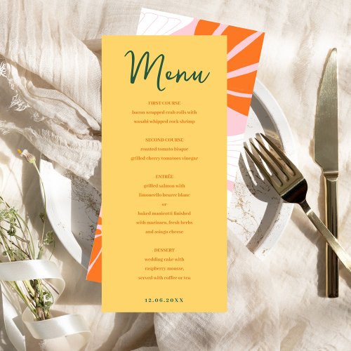 Abstract floral yellow  pink mix and match menu