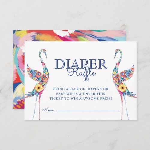 Abstract Florals Stork Birds Diaper Raffle Ticket Enclosure Card