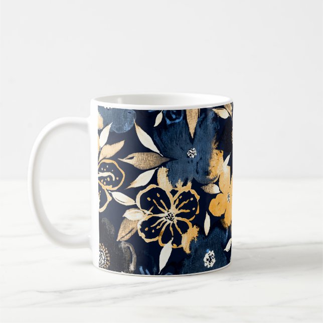 Abstract Florals: Watercolor Repeating Pattern Coffee Mug (Left)