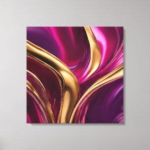 Abstract-Flow Art-Fuchsia Purple and Gold- Canvas Print