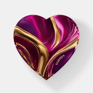 Abstract Flow Art- Fuchsia Purple and Gold- Paperweight