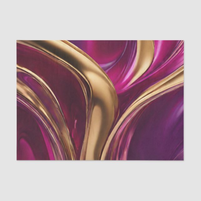 Abstract Flow Art-Fuchsia Purple and Gold- Tissue Paper (Front)