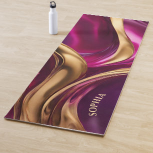 Abstract-Flow Art-Fuchsia Purple and Gold- Yoga Mat