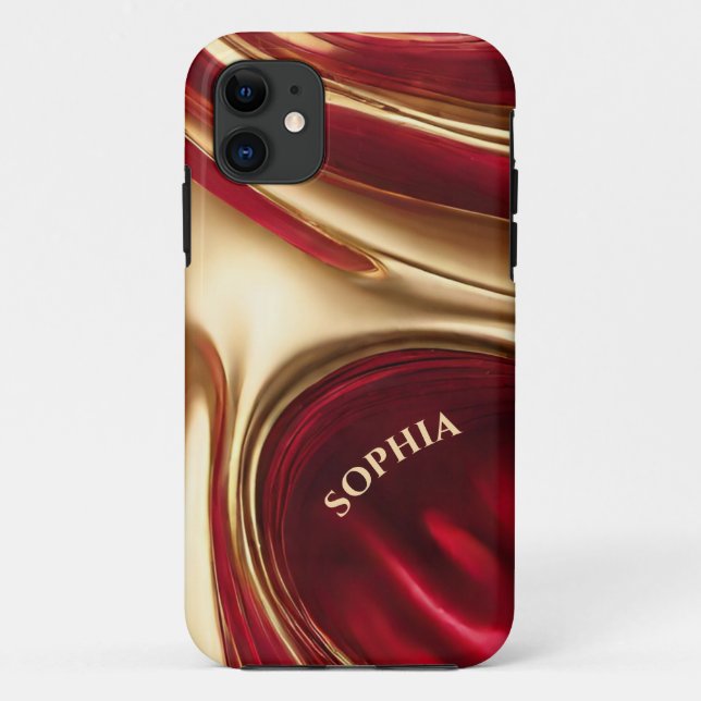 Abstract Flow Art-Red and Gold Case-Mate iPhone Case (Back)
