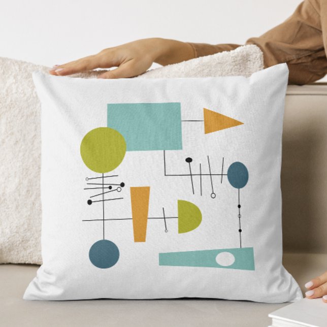 Abstract Flow Chart Geometric Mid Century Throw Pillow (Creator Uploaded)