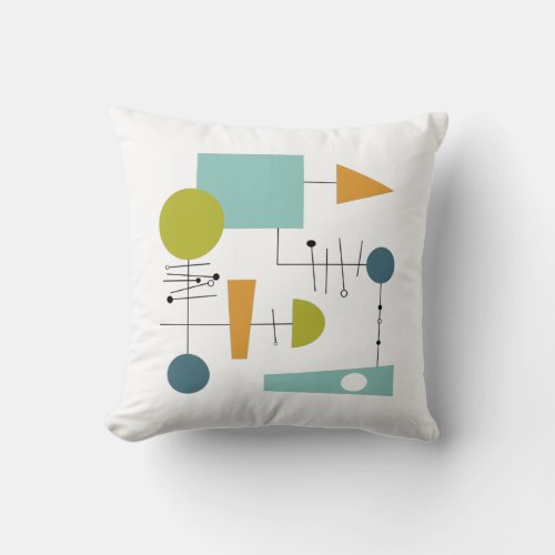 Abstract Flow Chart Geometric Mid Century Throw Pillow