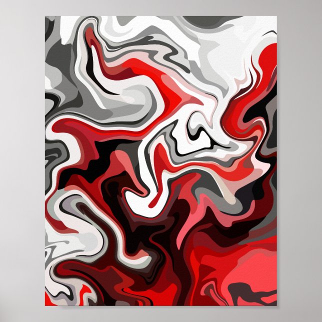 Abstract Flow of Red, black, white & Gray Tones  Poster (Front)