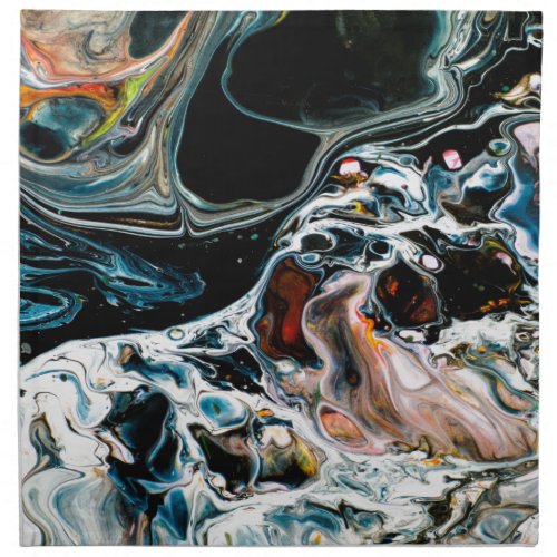 Abstract flow river black cloth napkin