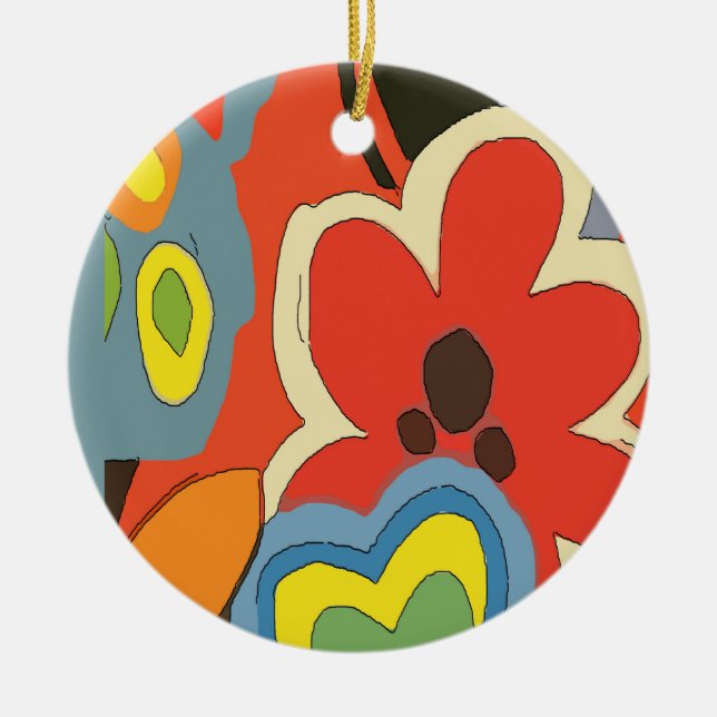 Abstract Flower, add, edit text Ceramic Ornament (Front)