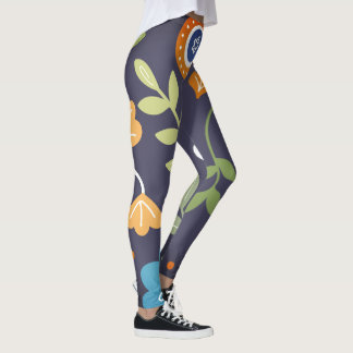 Abstract flower and foliage art leggings