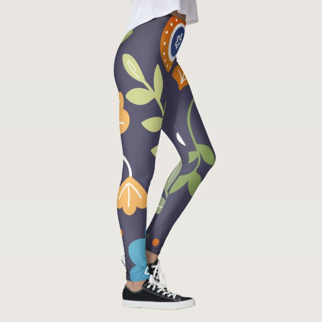 Abstract flower and foliage art leggings (Right)
