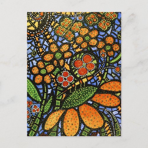 Abstract Flower & Butterfly Colorful Art Postcard