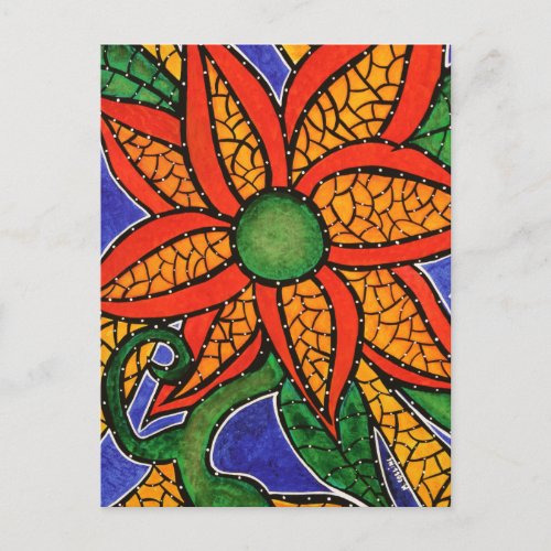 Abstract Flower Colorful Art Postcard