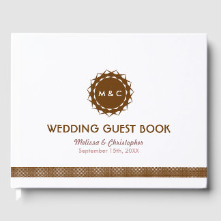 Abstract Flower Dark Brown Guest Book