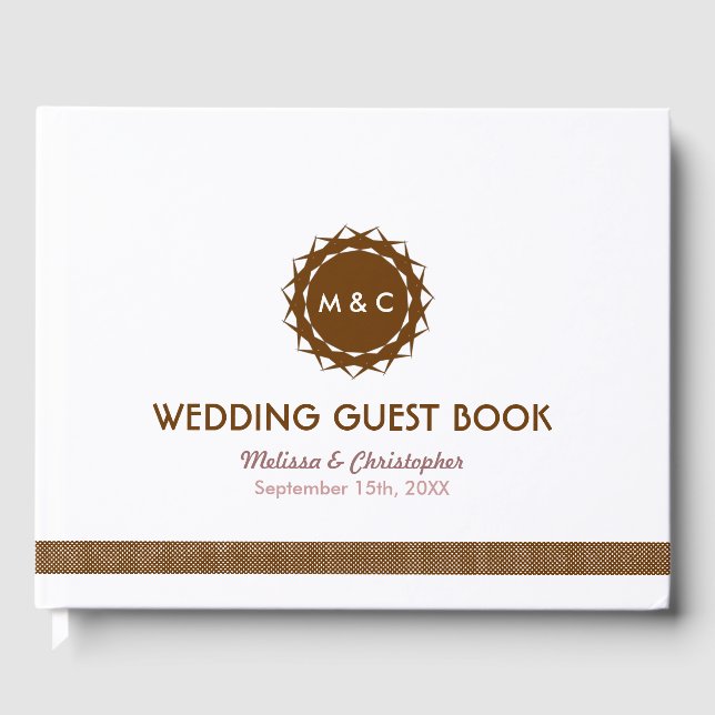 Abstract Flower Dark Brown Guest Book (Front)