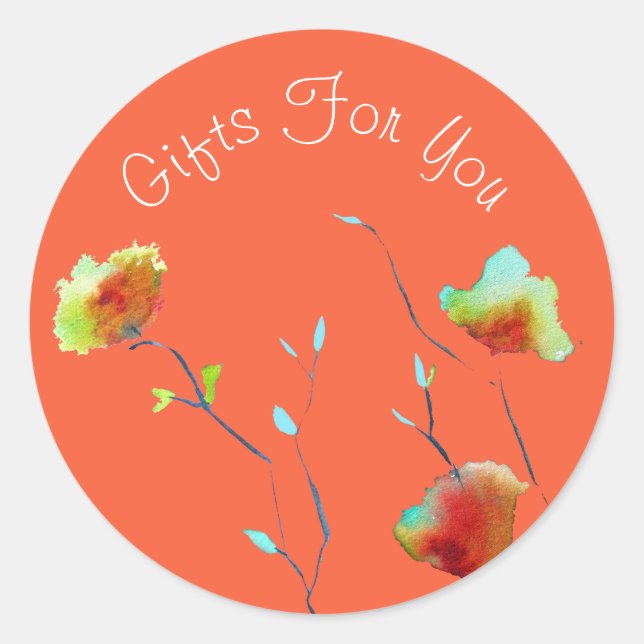 Abstract flower design Gift business branding Classic Round Sticker (Front)