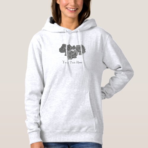 abstract flower design of black and white roses hoodie